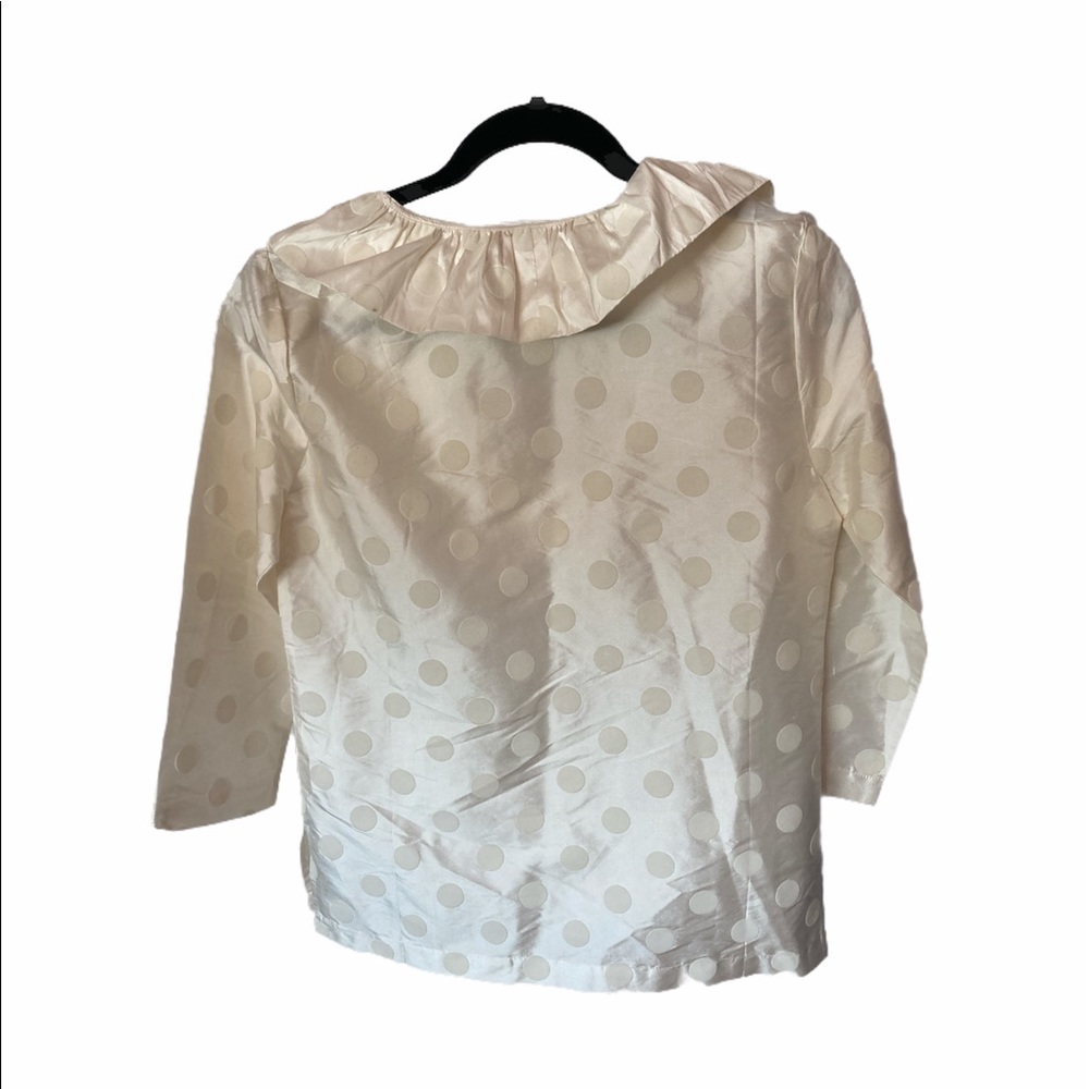 Devon Baer Ivory Silk Polka Dot Ruffle Top Sz. S - Picture 6 of 7